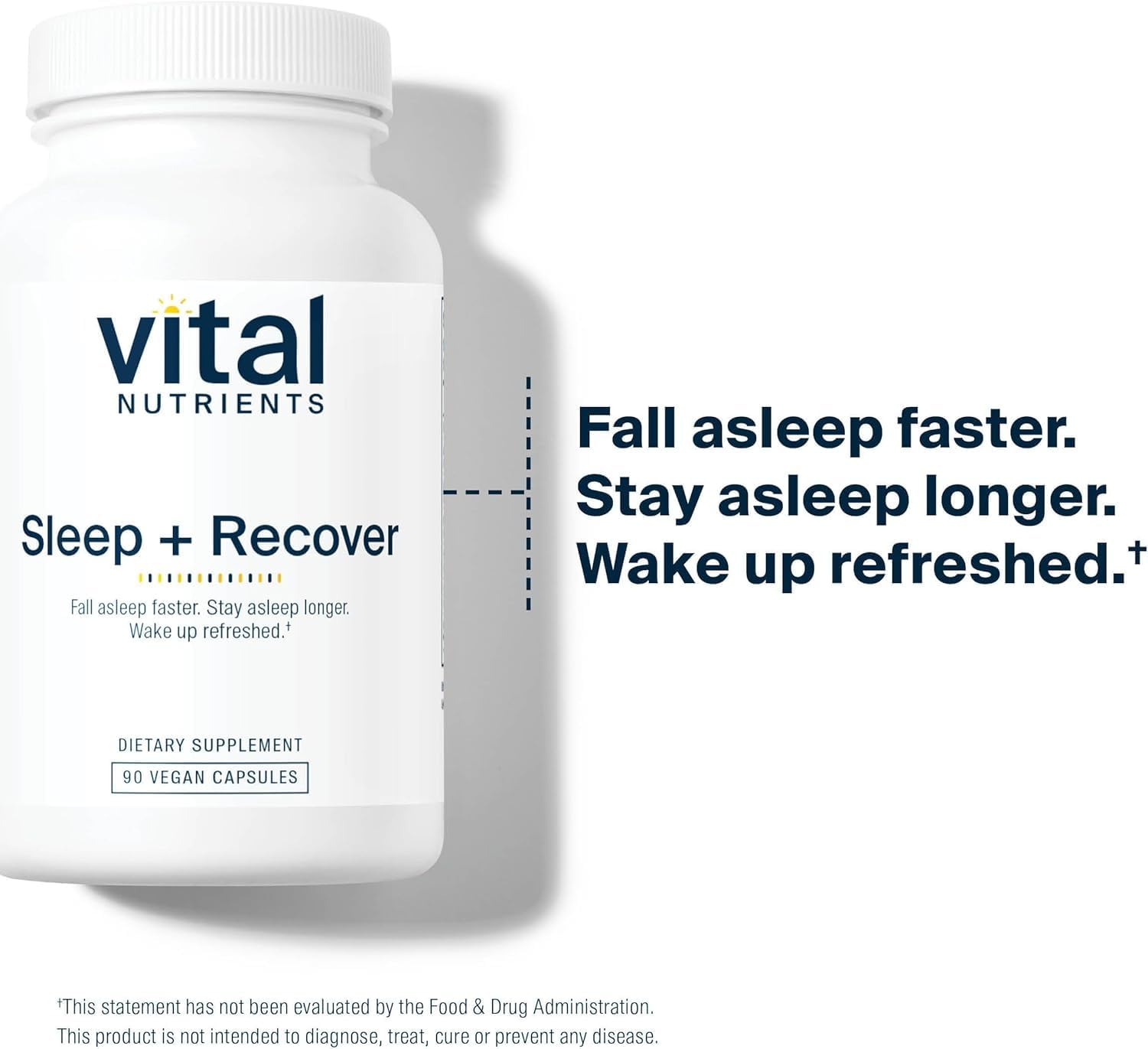Vital Nutrients Sleep and Recover label close-up shows melatonin and natural sleep aids.