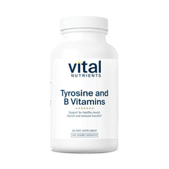 Vital Nutrients Tyrosine and B Vitamins bottle label highlighting clean energy support