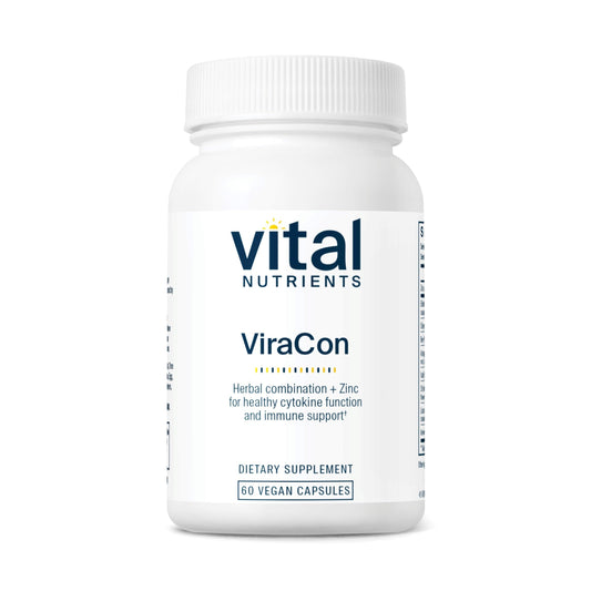 Vital Nutrients ViraCon packaging highlights vegan immune support formula.