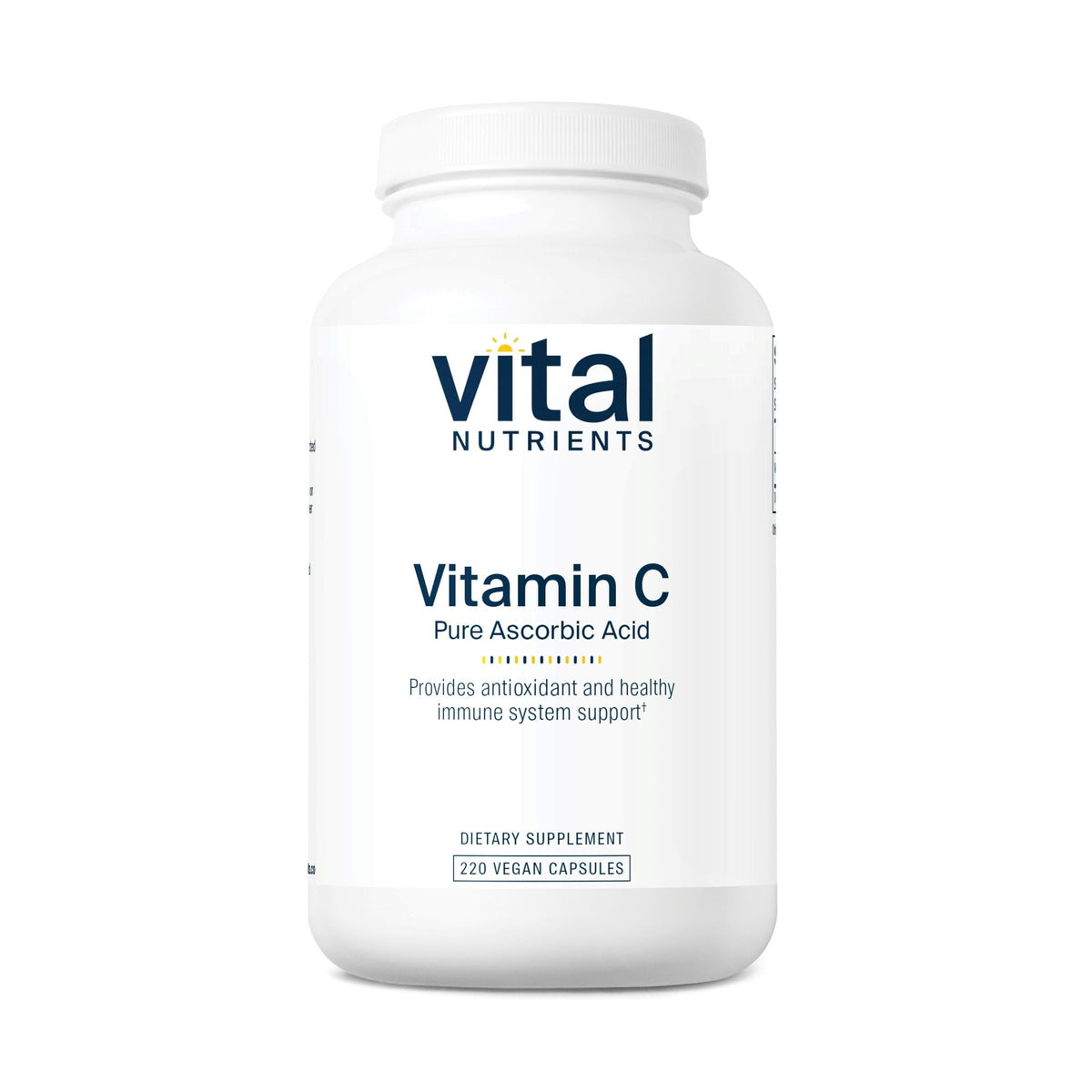 Vital Nutrients Vitamin C 1000mg bottle side view highlighting immune support potential
