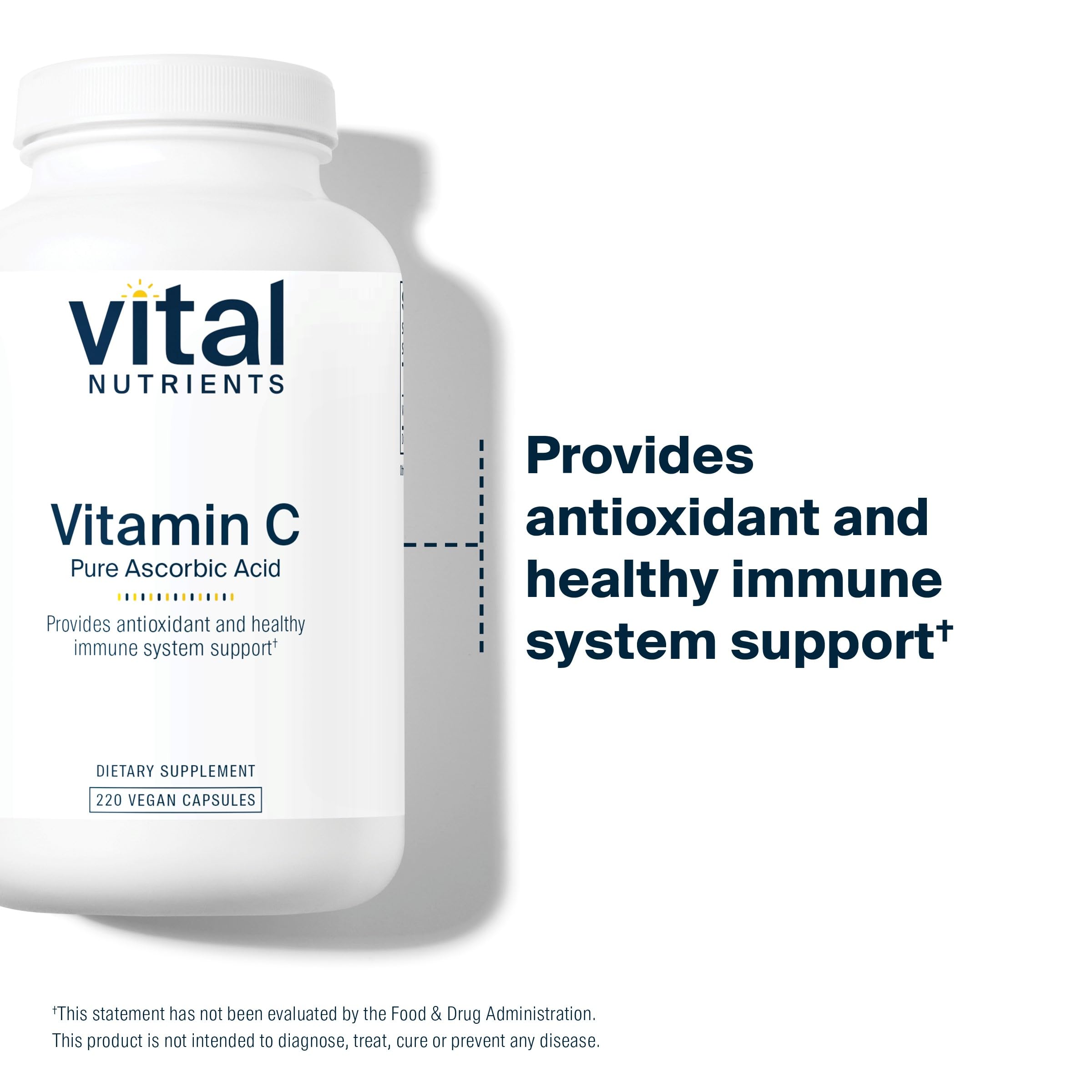 Vital Nutrients Vitamin C 1000mg serving image suggests simple daily antioxidant ritual
