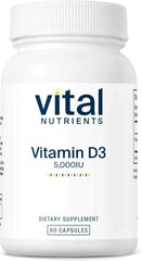 Vital Nutrients Vitamin D3 5000 IU bottle front view for daily wellness