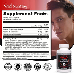 Vital Nutritive Testo Support bottle beside notebook for improved focus