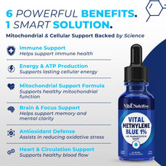Vital Nutritive Methylene Blue Drops blue glass bottle protecting potency