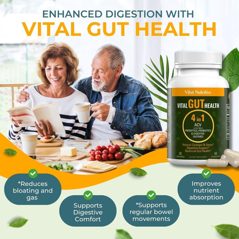 Vital Nutritive Prebiotics Probiotics capsules displayed for gut balance.