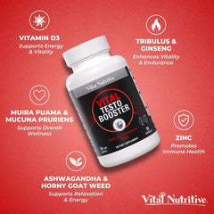 Vital Nutritive USA-made label with GMP backdrop signaling quality and safety
