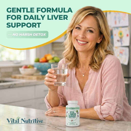 Vital Nutritive Vital Liver Support bottle back with ingredient highlights