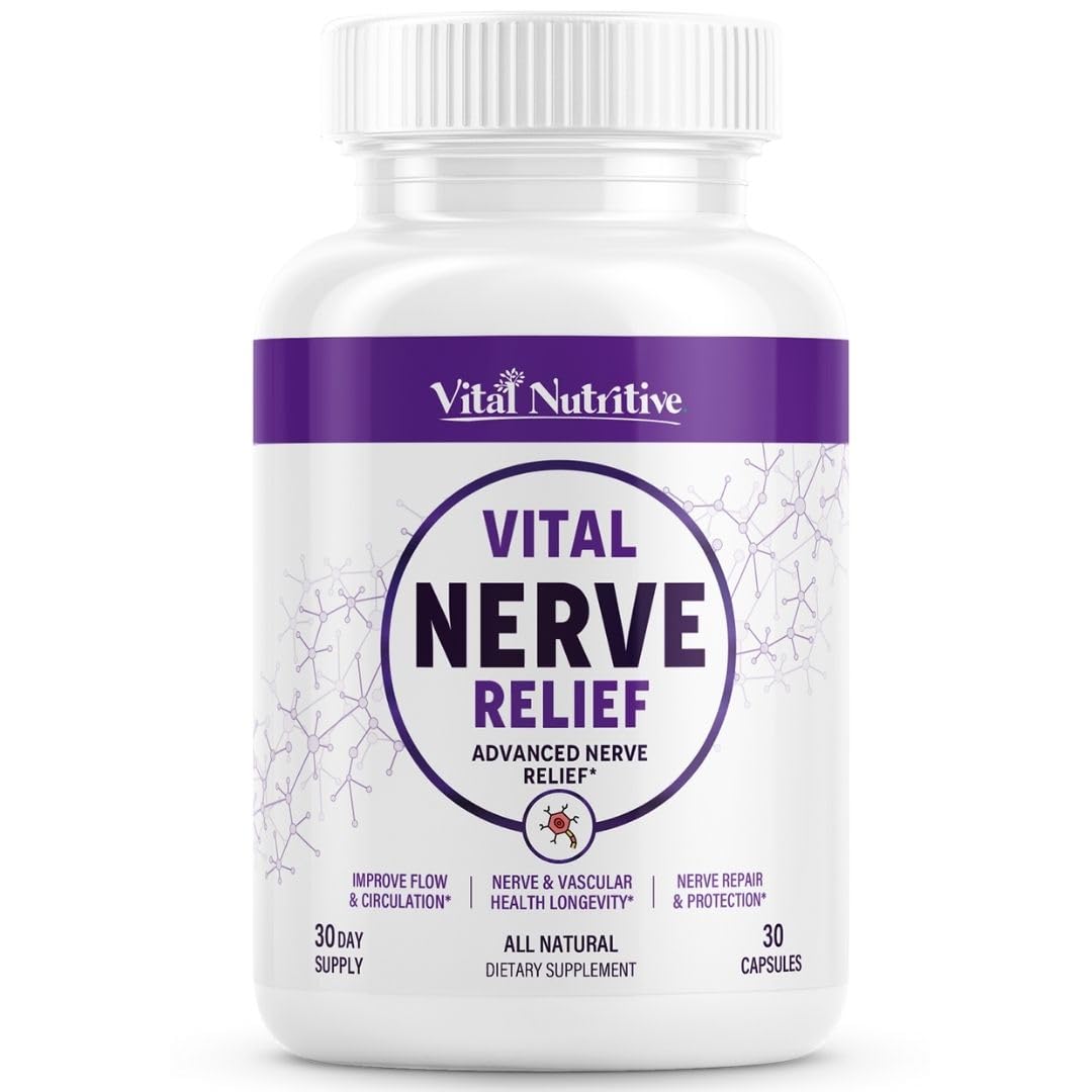 Vital Nutritive Vital Nerve Supplement bottle front supports daily nerve comfort and circulation.