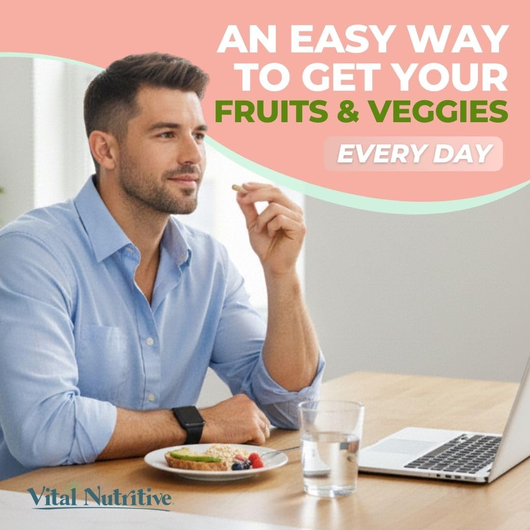 Close-up of Vital Nutritive capsules highlights a clean, plant-based formula for daily use.