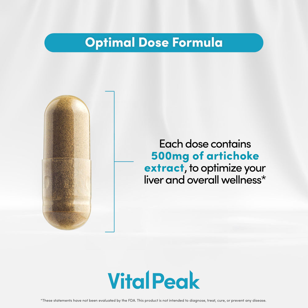 Vital Peak Artichoke bottle on table, ready for daily use