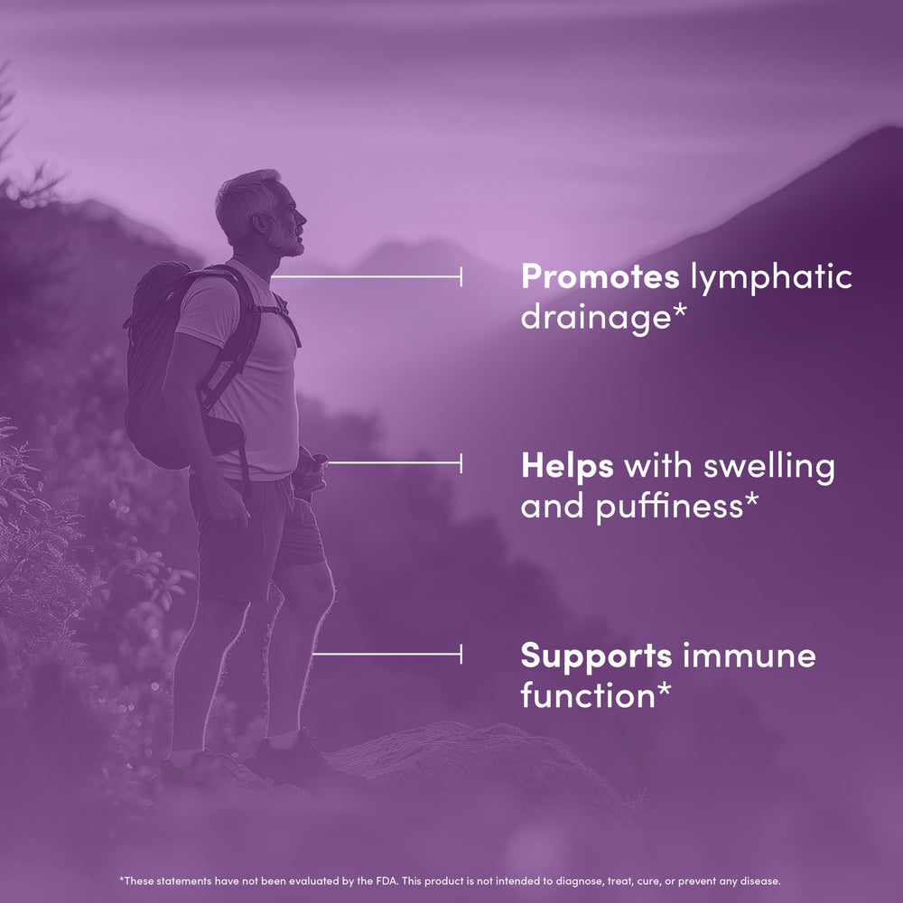 Vital Peak Lymph Peak capsules shown for convenient everyday use.