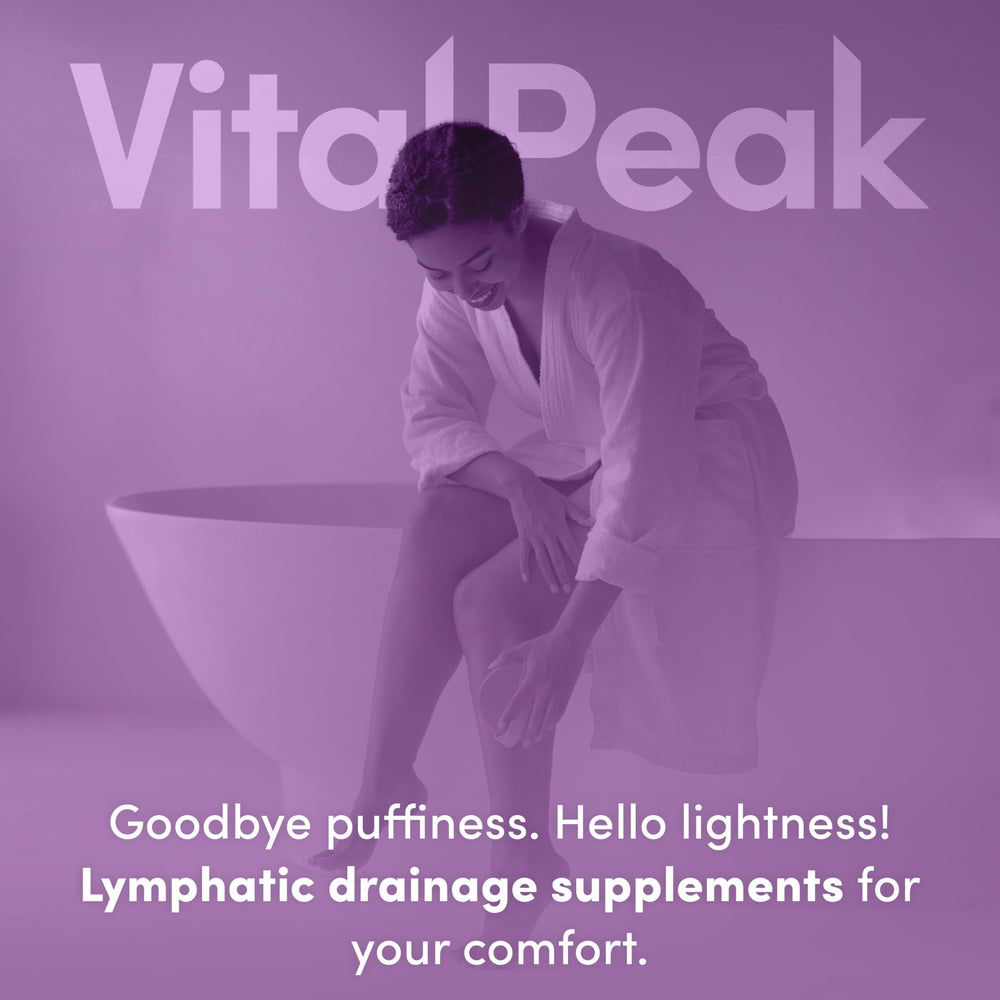 Vital Peak Lymph Peak bottle with natural light for daily wellness routine.