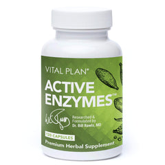 Vital Plan Active Enzymes bottle showing digestive support for daily comfort