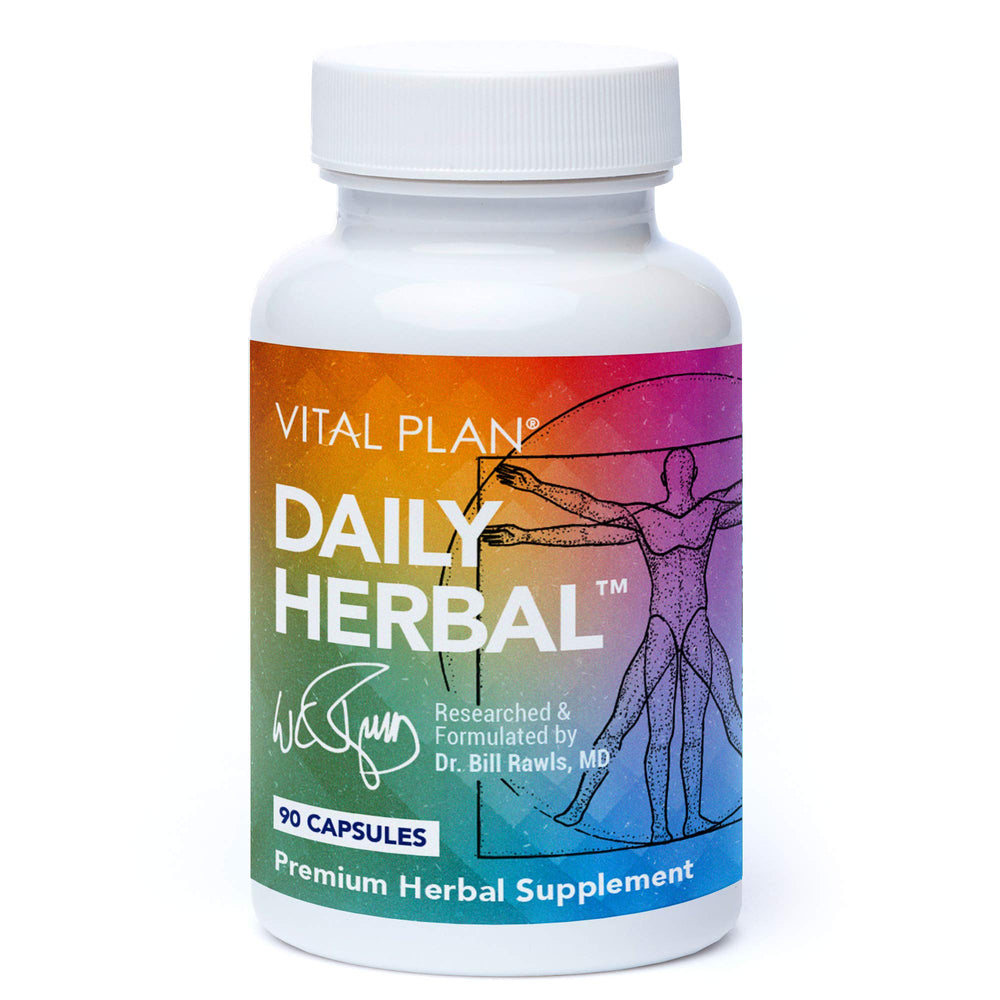 Vital Plan Daily Herbal Supplement bottle highlights packaging and daily immune support