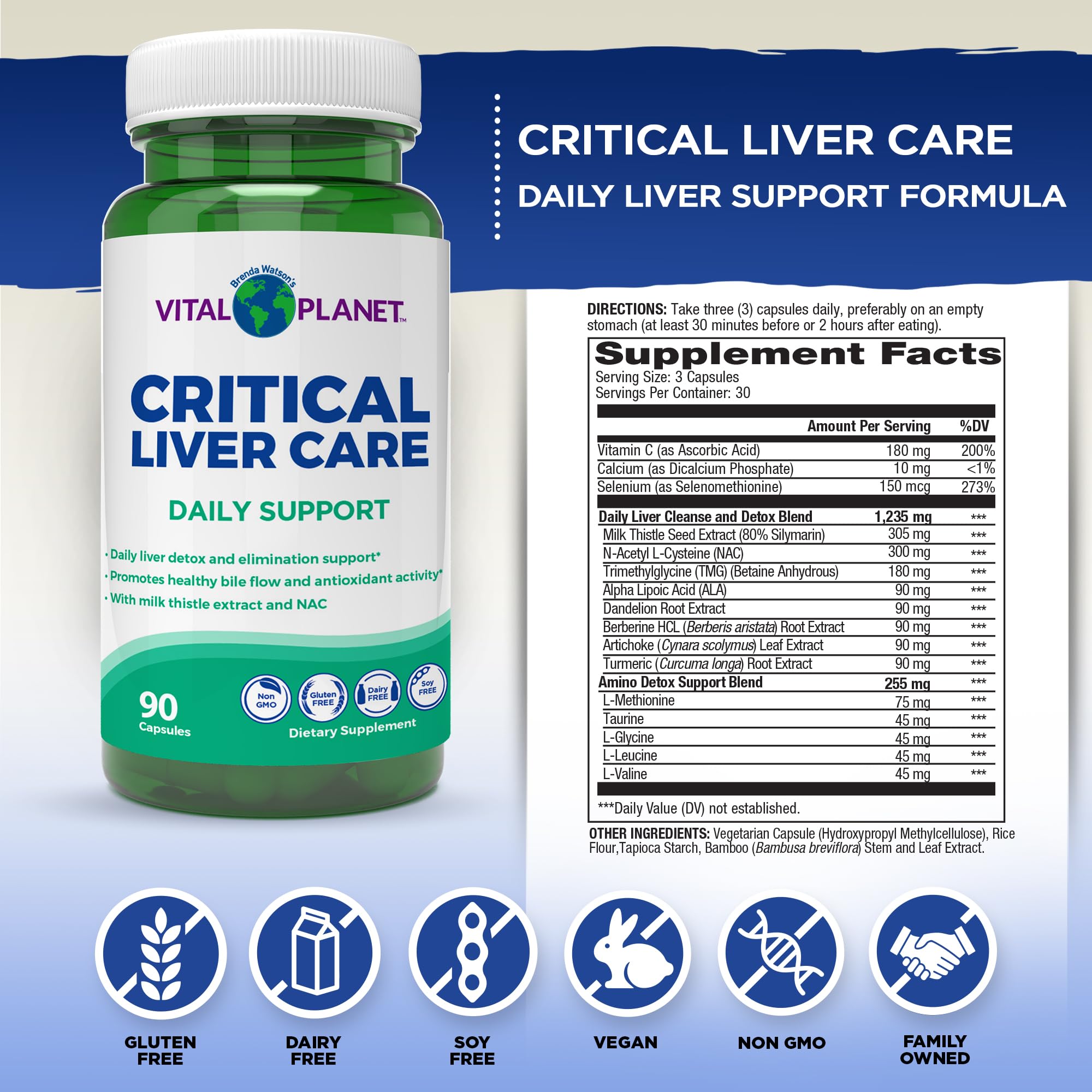 Vital Planet Critical Liver Care capsules for convenient daily liver support.