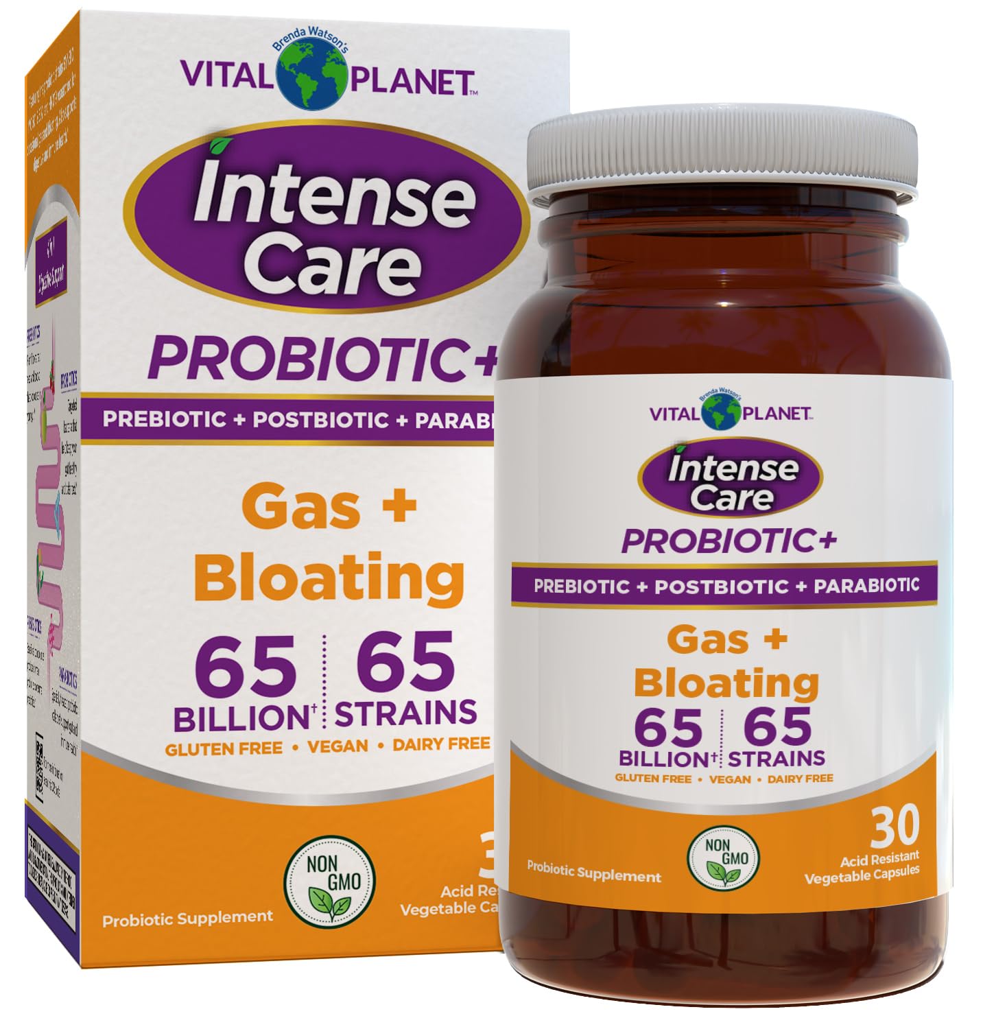 Vital Planet Intense Care bottle front for daily digestive balance