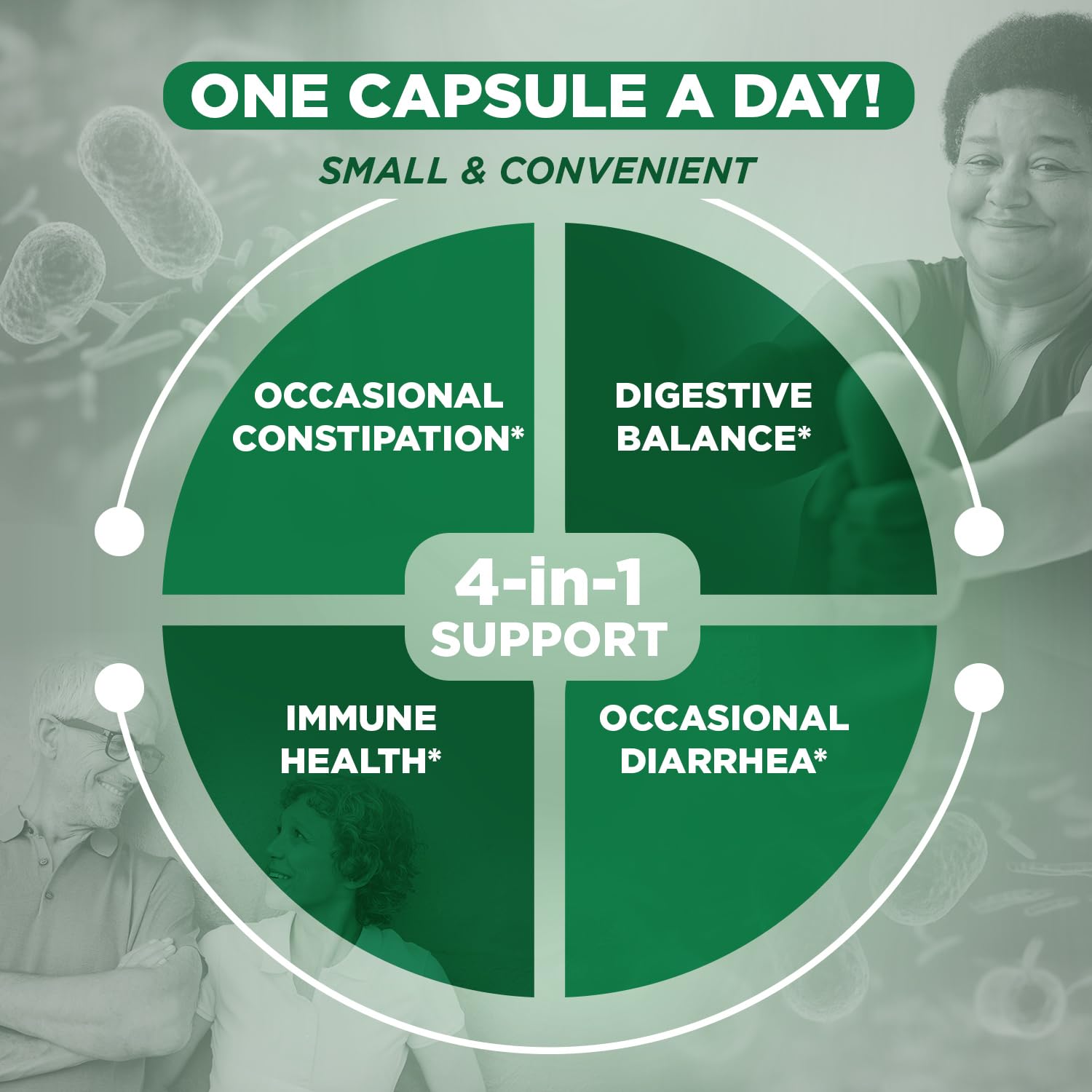 Vital Flora with organic prebiotics nourishes diverse gut bacteria.