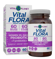 Vital Planet Vital Flora 55+ bottle supports daily digestive balance