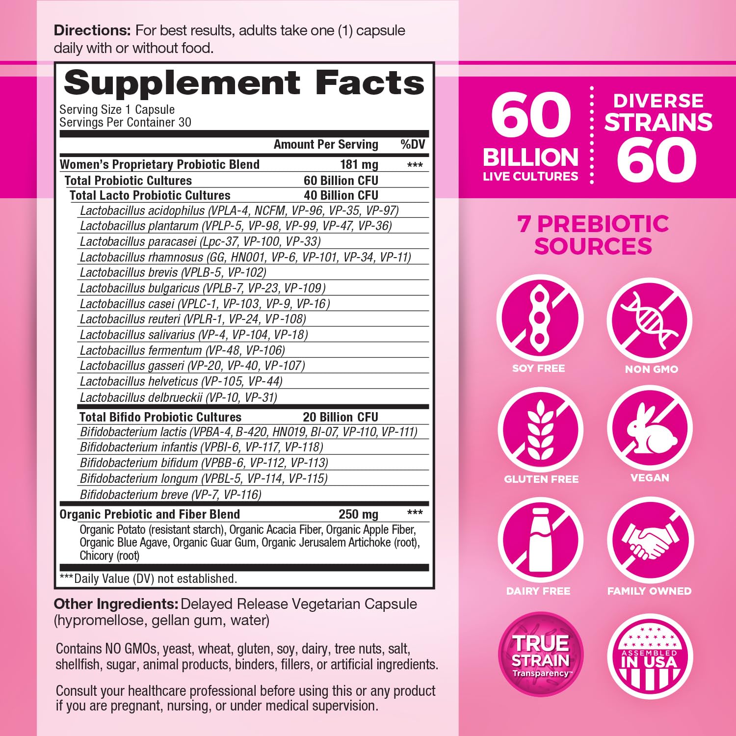 Vital Flora 60B CFU bottle label close‑up highlighting potency and trust.