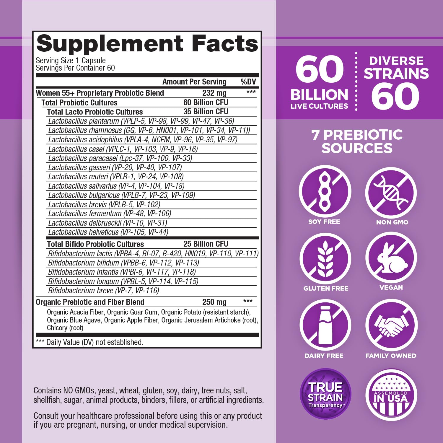 Vital Flora 60B CFU daily dosage promotes probiotic routine