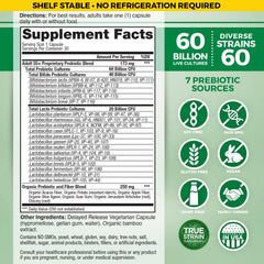 Vital Flora 60B CFU capsules highlight daily probiotic for adults.