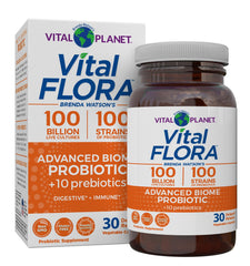 Vital Planet Vital Flora Advanced Biome bottle front view for daily probiotic support