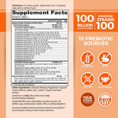 Close-up of Vital Flora probiotic capsules showing potency and strain variety
