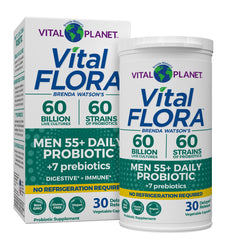 Vital Planet Vital Flora Men 55+ bottle shown for daily probiotic use