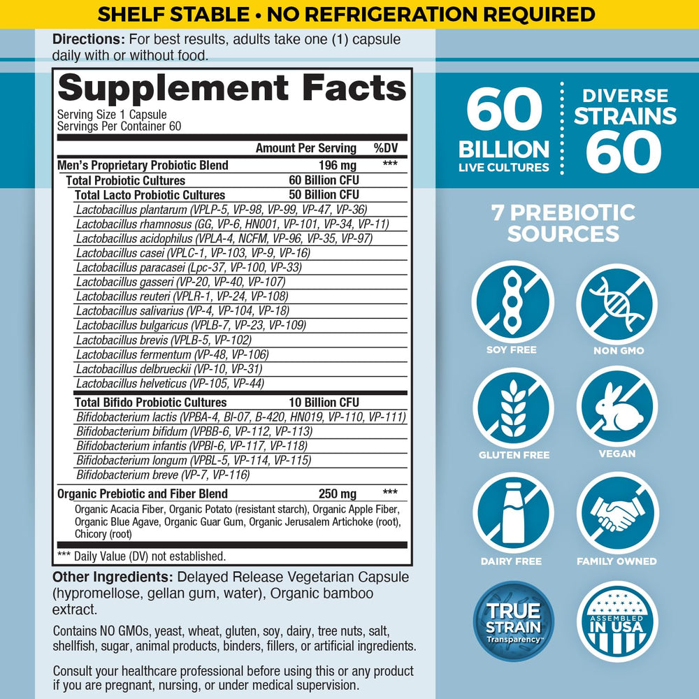 Vital Planet Vital Flora bottle close-up highlighting delayed-release capsules for intestinal delivery