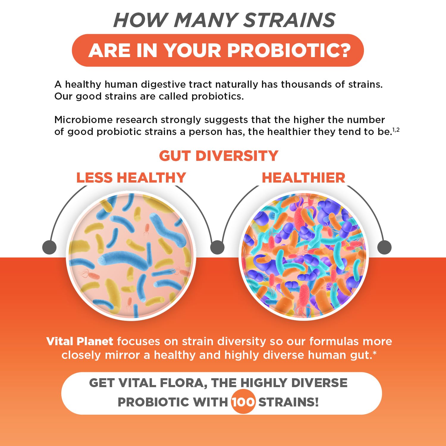 Vital Flora packaging emphasizes 30 capsules and easy dosage