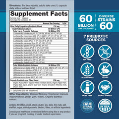 Close-up of Vital Flora capsules with delayed-release coating for stomach acid resistance.