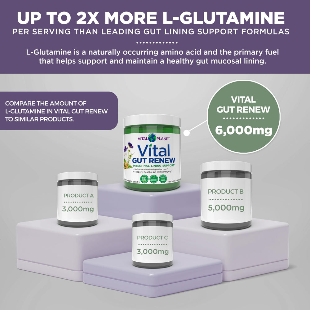 Vital Planet Vital Gut Renew label closeup with vegan and clean formula features