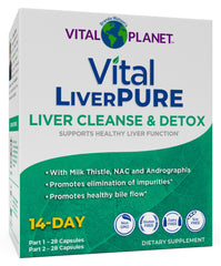 Vital LiverPure bottle close-up showing the brand for liver support and detox
