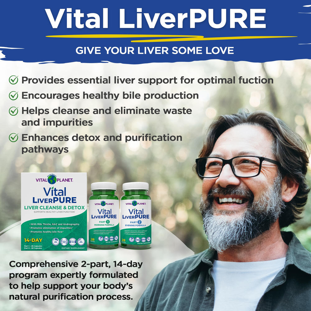 Vital LiverPure capsules container with label and dosage information