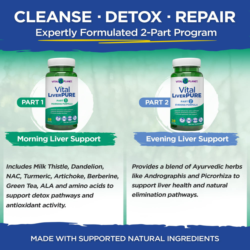 Vital LiverPure ingredients overview featuring milk thistle, dandelion, and NAC