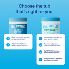 Fortigel and AquaLOX components shown in Vital Proteins Active Complex packaging