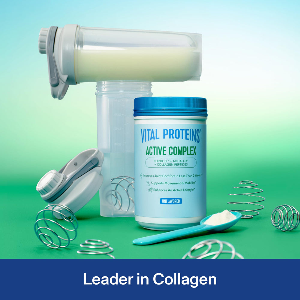 Vital Proteins Active Complex being poured into glass for quick, easy daily intake