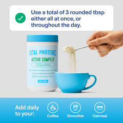 Scoop of Vital Proteins Active Complex held for daily joint support