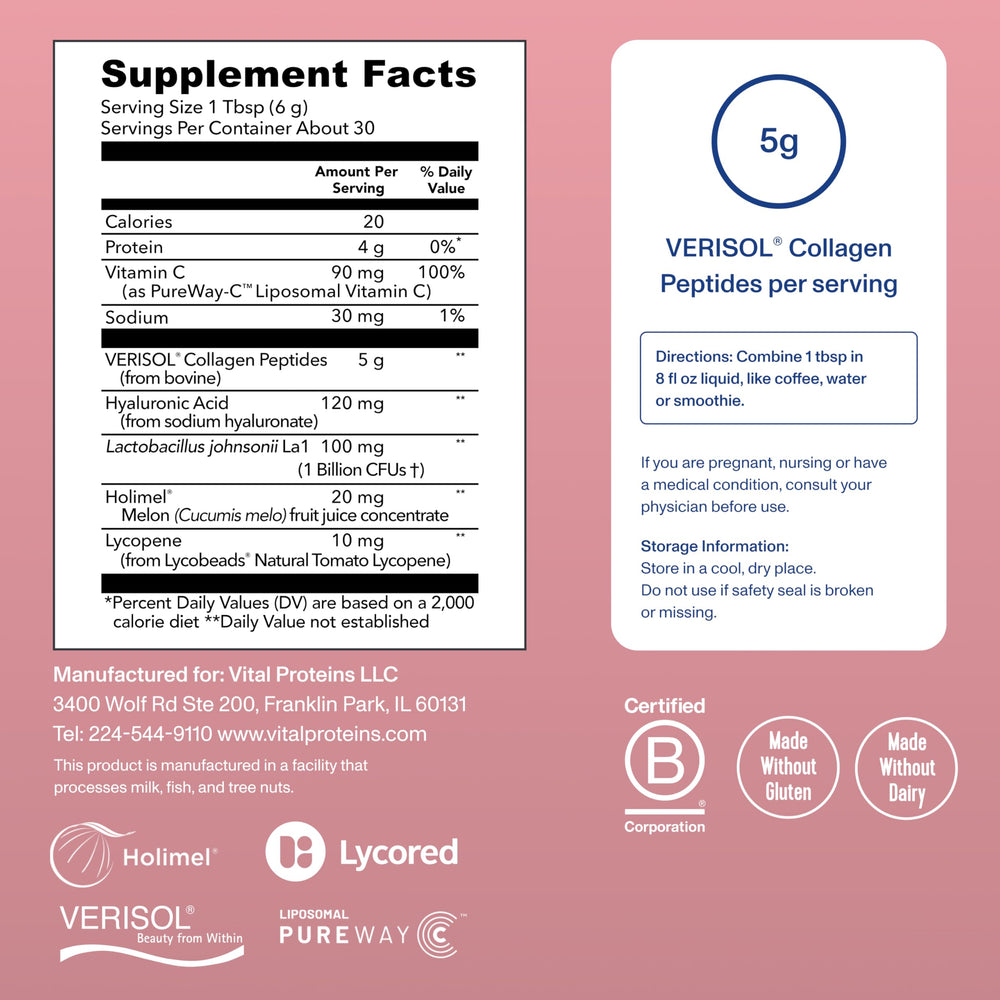 Vital Proteins Bioactive Collagen close-up showing a convenient beverage mix.