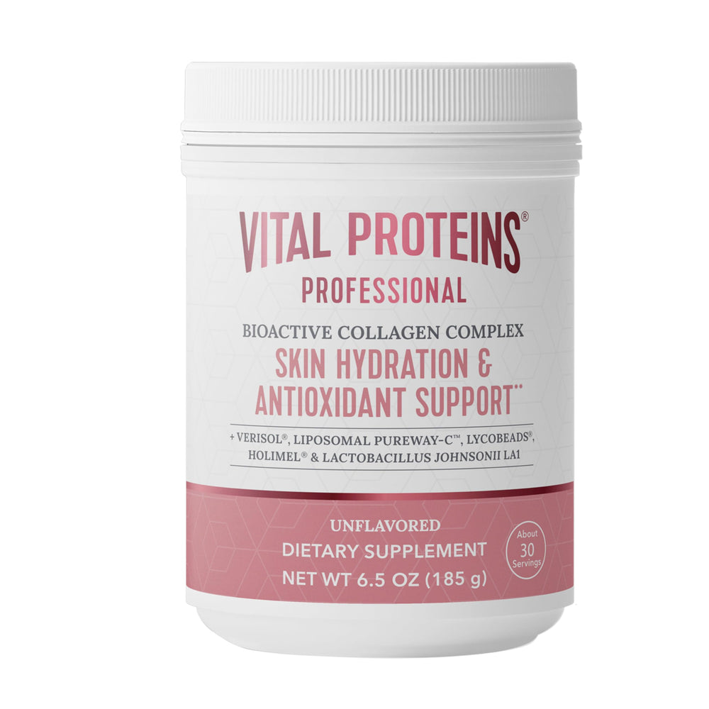 Vital Proteins Bioactive Collagen bottle illustrating daily skin hydration support.