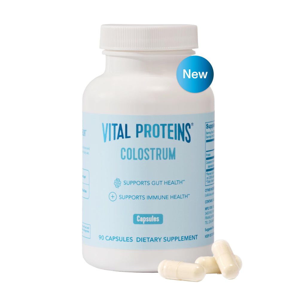 Vital Proteins bovine colostrum capsules bottle for daily gut support