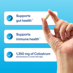 Vital Proteins bovine colostrum capsules closeup showing 40% IgG