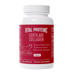 Vital Proteins Cartilage Collagen bottle close-up highlighting joint support potential.