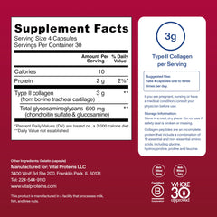Vital Proteins Cartilage Collagen label details show clean ingredients and certifications.