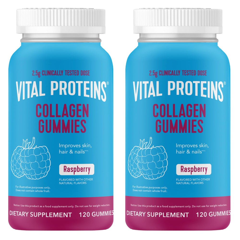 Vital Proteins Collagen Gummies bottle with raspberries for daily beauty support