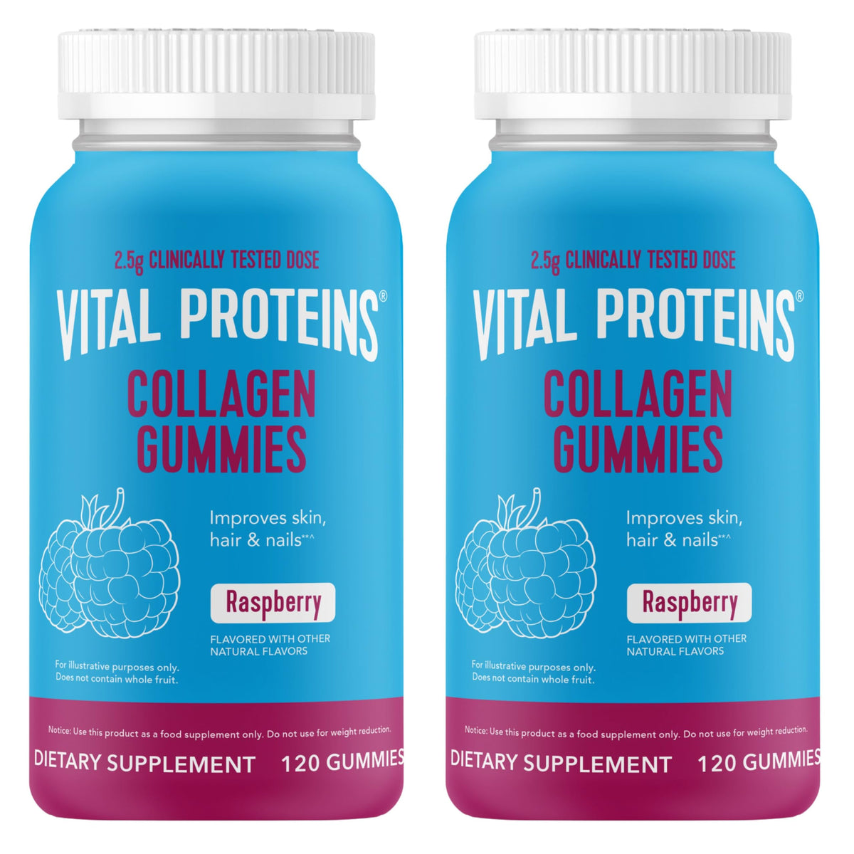 Vital Proteins Collagen Gummies bottle with raspberries for daily beauty support