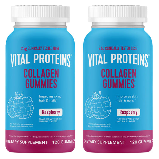 Vital Proteins Collagen Gummies bottle with raspberries for daily beauty support