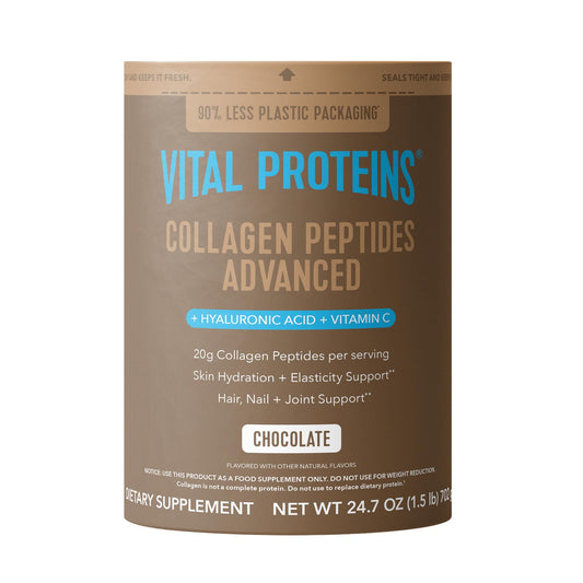 Vital Proteins Collagen Peptides Advanced chocolate bottle for convenient daily supplementation