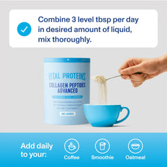 Vital Proteins Collagen Peptides Advanced vitamin-c emphasis in formula for nourishment.