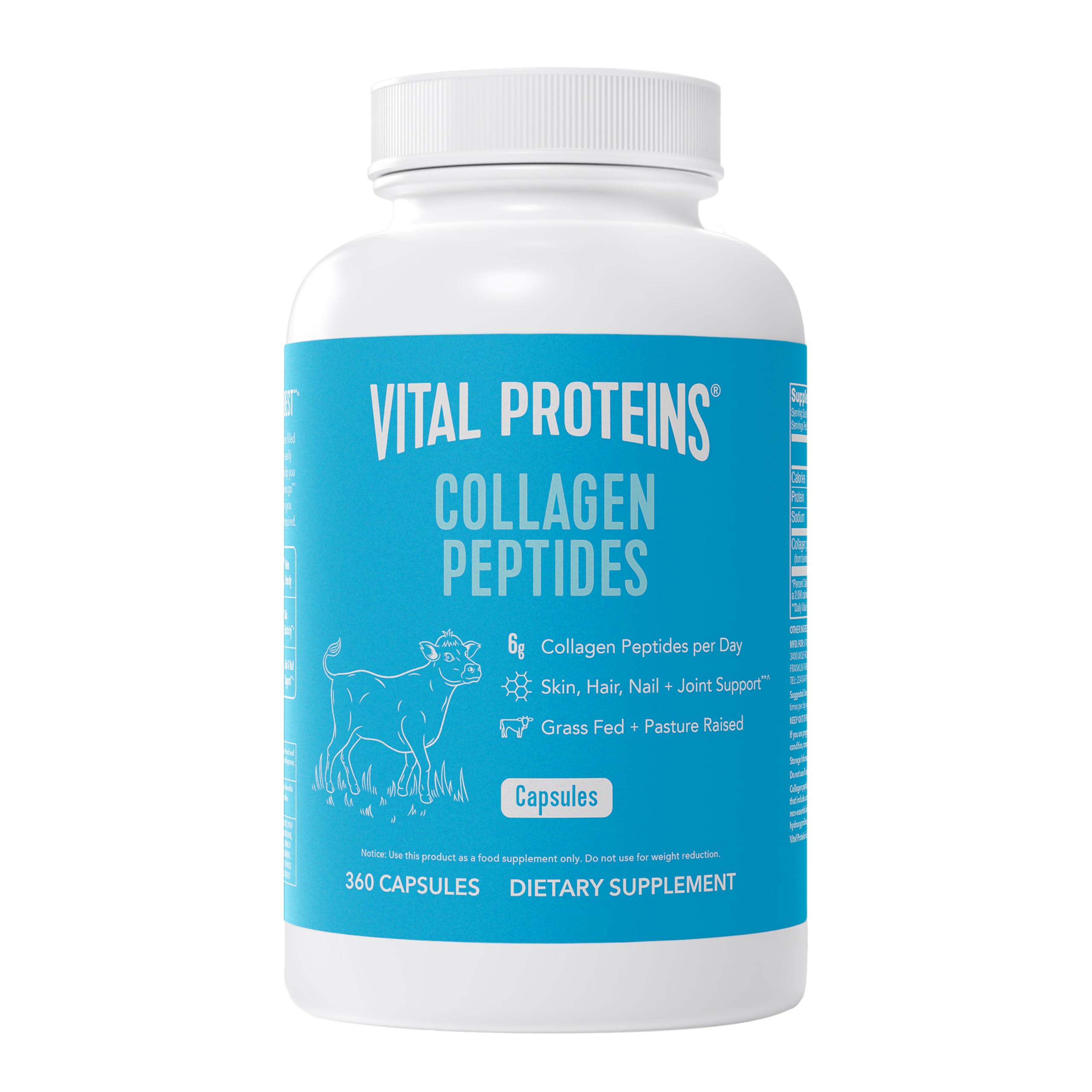 Vital Proteins collagen capsules for Women bottle front highlights daily wellness support